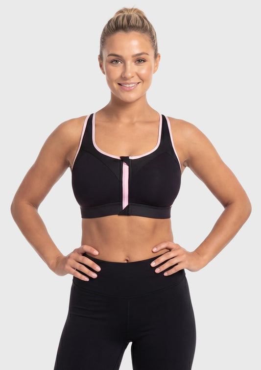 Speed Race Plus Size Front-Zip High Impact Sports Bra