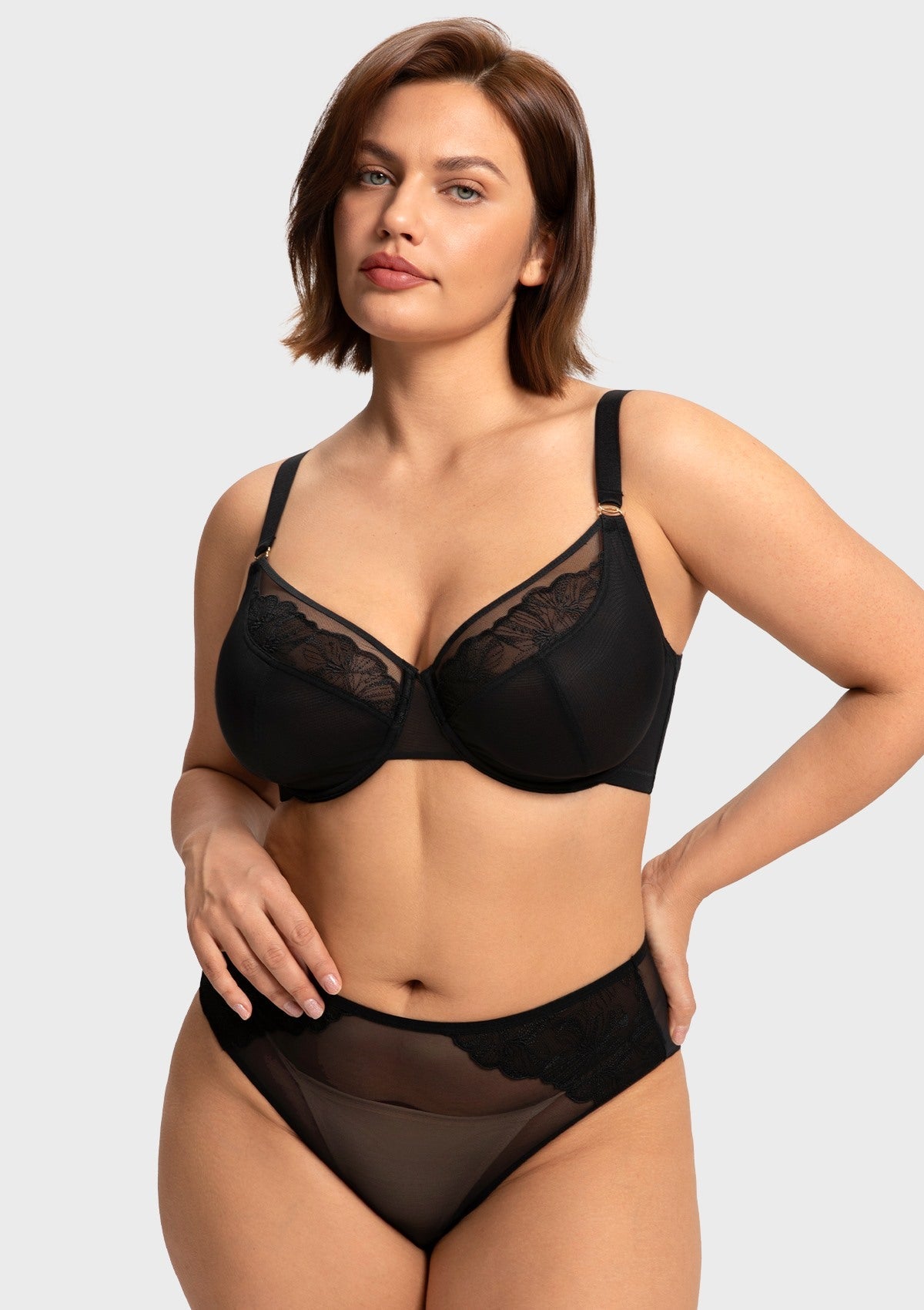 HSIA Yumi Unlined Sheer Embroidery Lace Full Coverage Bra Elegant Sculpting Support