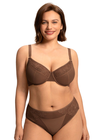 HSIA Yumi Unlined Sheer Embroidery Lace Full Coverage Bra Elegant Sculpting Support