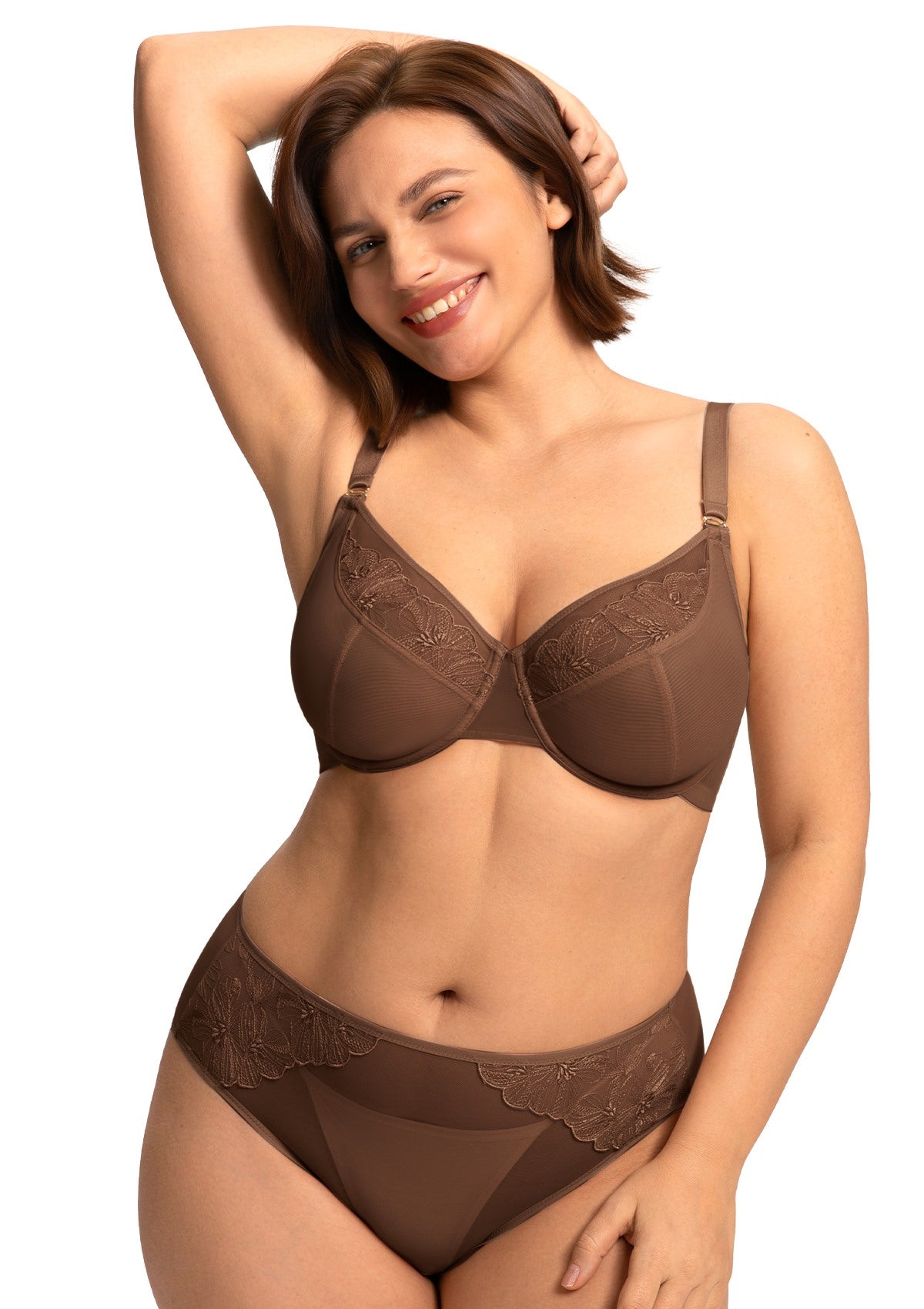 HSIA Yumi Unlined Sheer Embroidery Lace Full Coverage Bra Elegant Sculpting Support