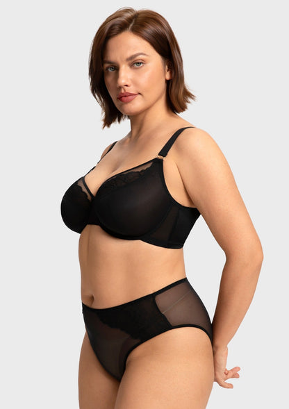 HSIA Yumi Unlined Sheer Embroidery Lace Full Coverage Bra Elegant Sculpting Support