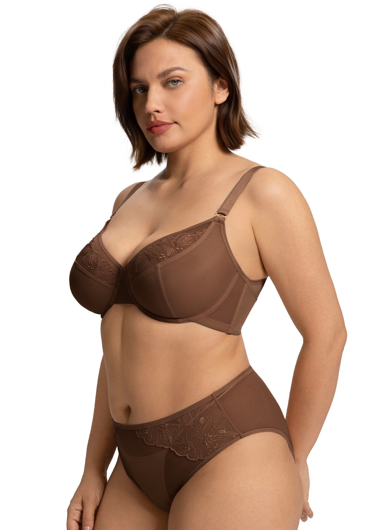 HSIA Yumi Unlined Sheer Embroidery Lace Full Coverage Bra Elegant Sculpting Support