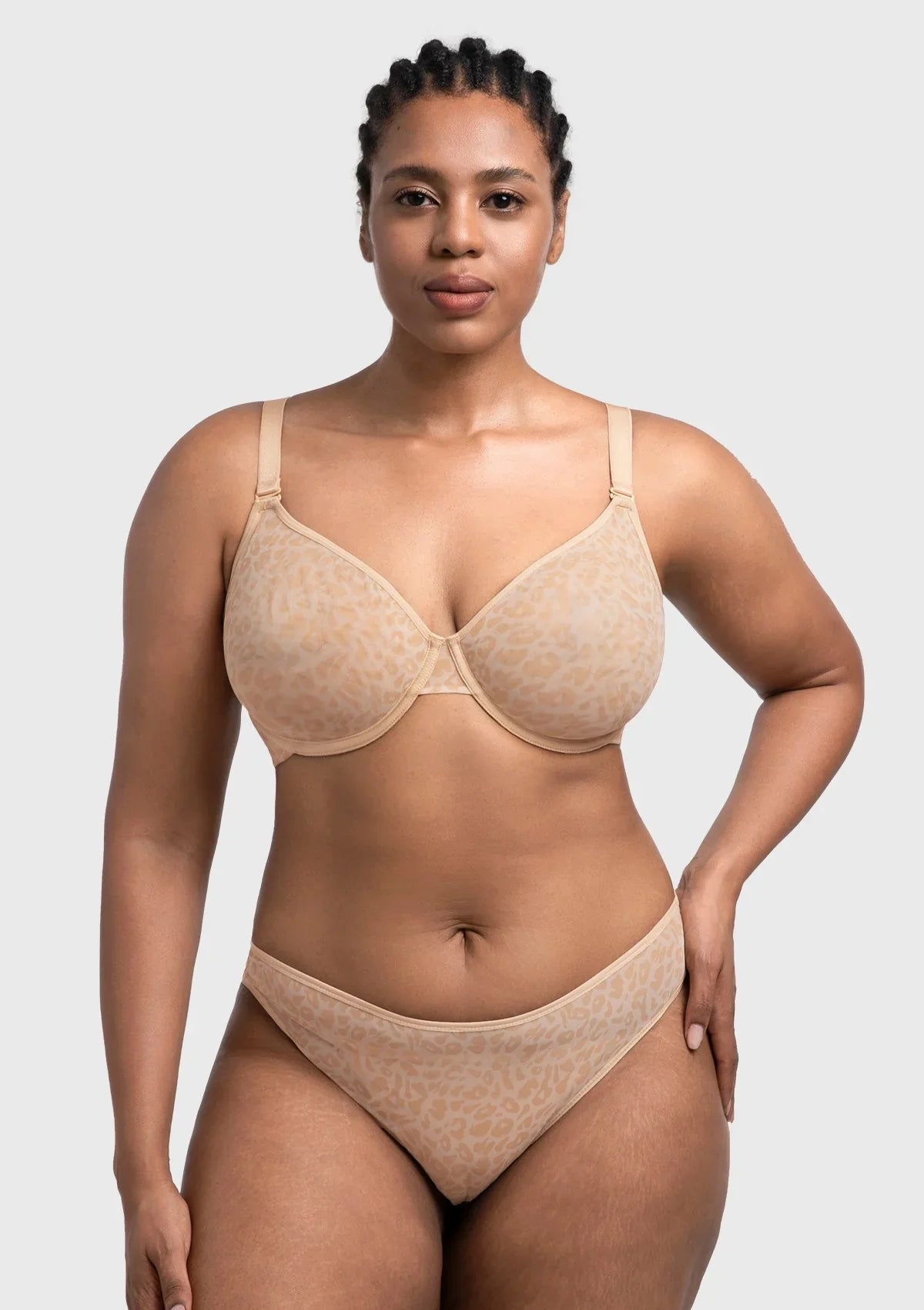 HSIA Leopard wild Unlined Plus Size Breathable Soft Mesh No Padding Underwire Bra