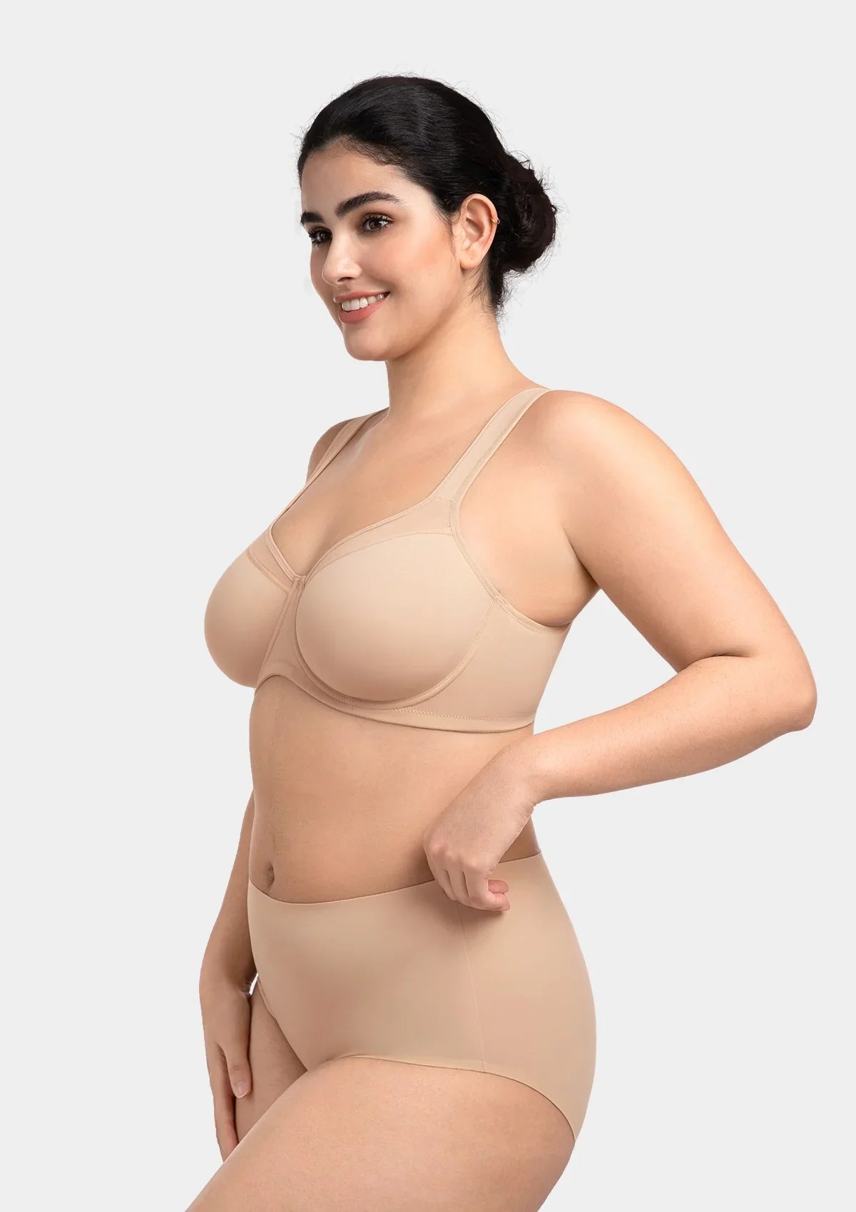 HSIA Alina Full Coverage Underwire Bra Plus Size Supportive Unlined Adjustable Strap Comfort Fit T-Shirt Style