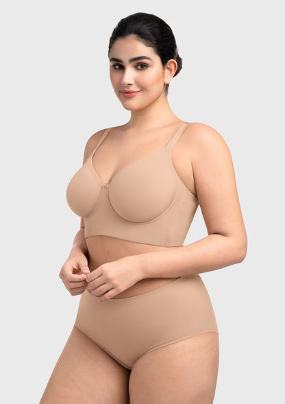HSIA Delia Plus Size Lightly Padded Seamless Full Coverage Underwire Longline T-Shirt Bra for Fuller Bust