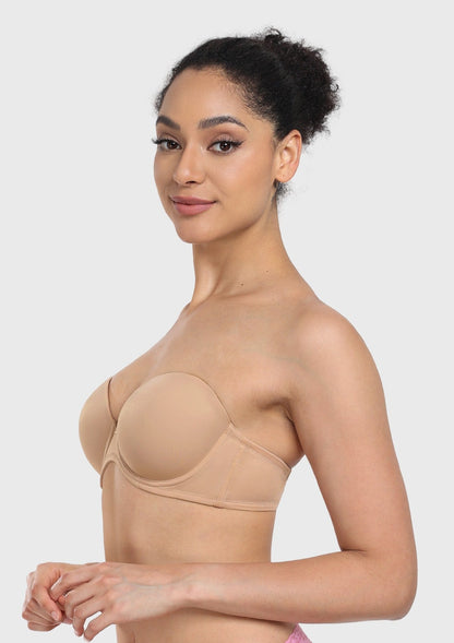 Seamless Lightly Lined Full Coverage Underwire Strapless Bra